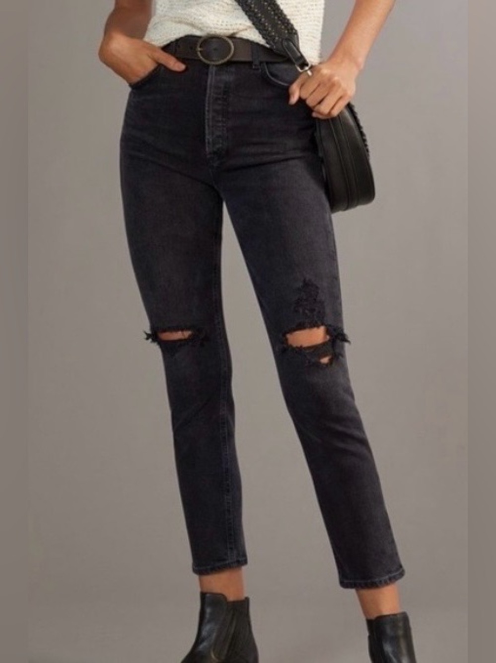 Agolde Nico High-Rise Distressed Slim Ankle Jeans